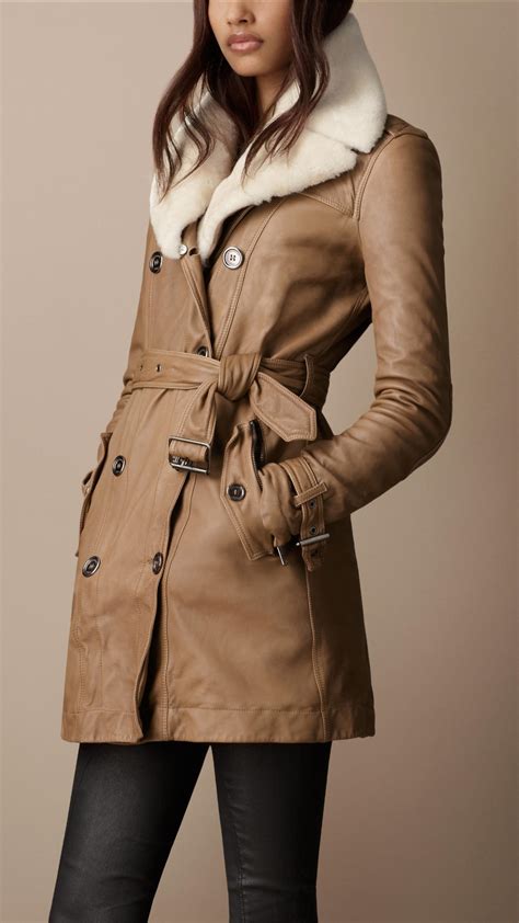 burberry leather coat brown|women's leather car coat.